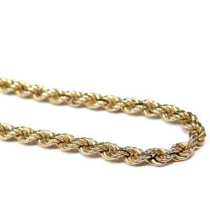 Real 10K Gold Rope Chain Necklace 20.5 inch, 3 mm, Stamped 10K